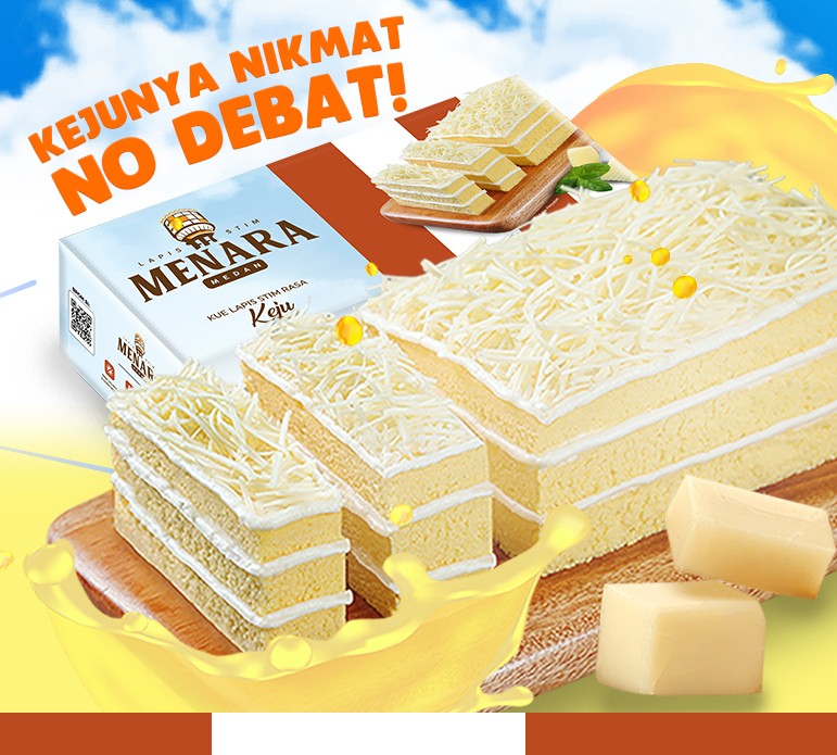 Baru! Lapis Stim Menara Keju dengan Topping Keju Berlimpah
